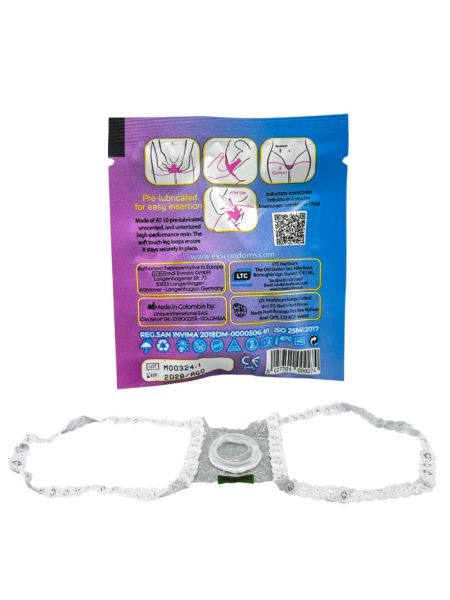 Презерватив жіночий - EXS Non-Latex Internal Condom Lace Leg Loops, 1 шт.