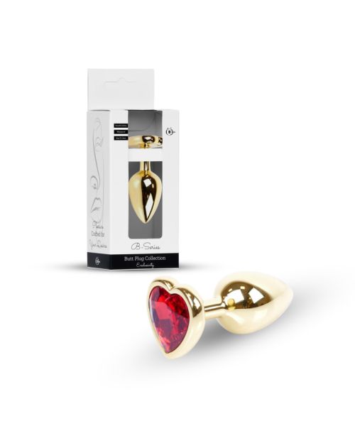 Анальна пробка - Jewellery Gold Heart Plug Red