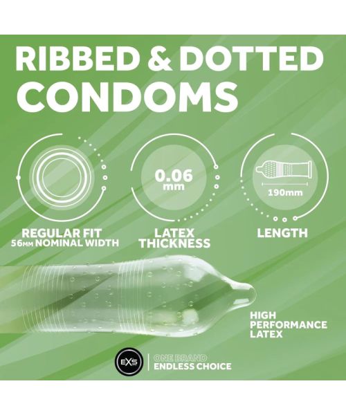 Презерватив - EXS Ribbed And Dotted Condom, 1 шт.