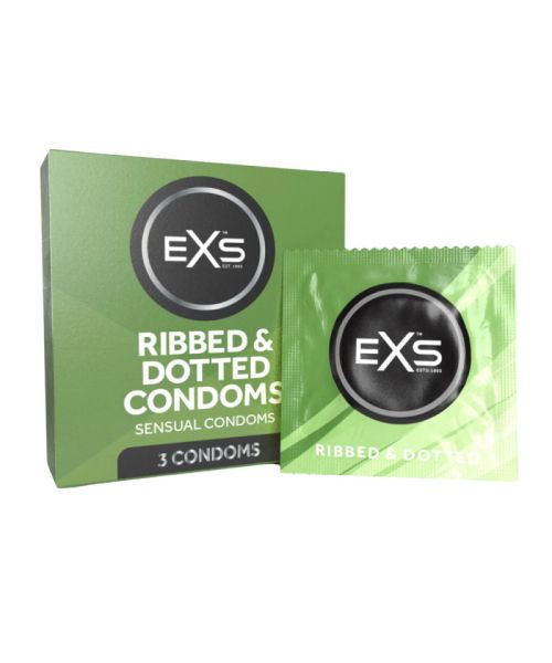 Презервативи - EXS Ribbed And Dotted, 3 шт.