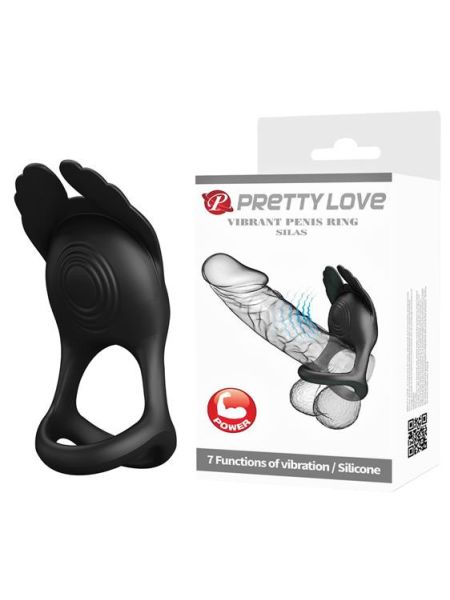 Ерекційне кільце - Pretty Love Silas Vibrant Penis Ring Black