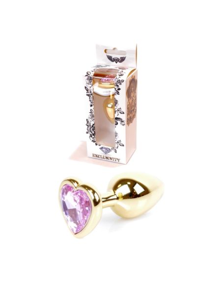 Анальна пробка - Jewellery Gold Heart Plug Light Pink