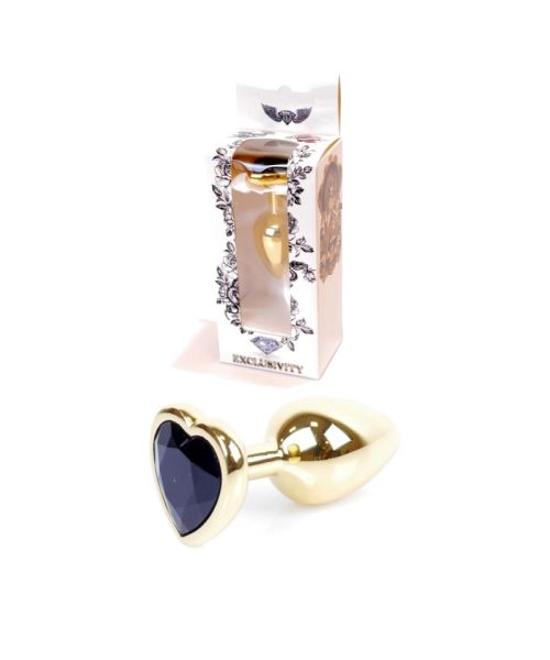Анальна пробка - Jewellery Gold Heart Plug Black