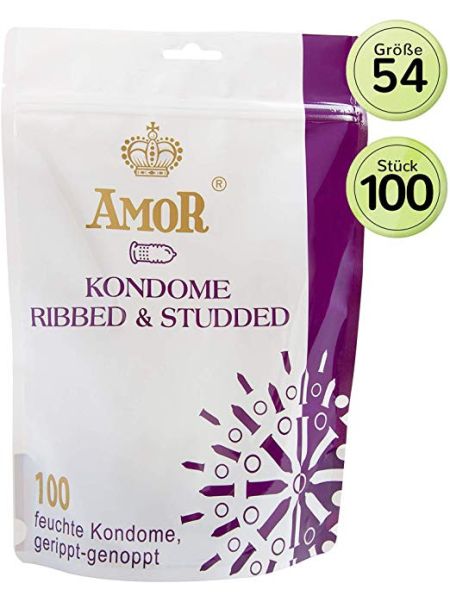 Презервативи - Amor Ribbed & Studded, 100 шт.