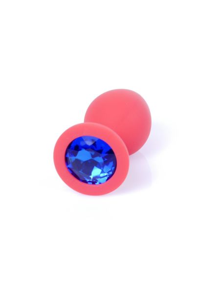 Анальна пробка - Jewellery Silicone Red Plug M Blue (пошкоджена упаковка)