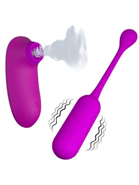 Віброяйце з кліторальним стимулятором - Pretty Love Curupira Multifunctional 2 in 1 Purple