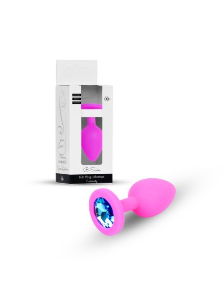 Анальна пробка - Jewellery Silicone Pink Plug S Light Blue