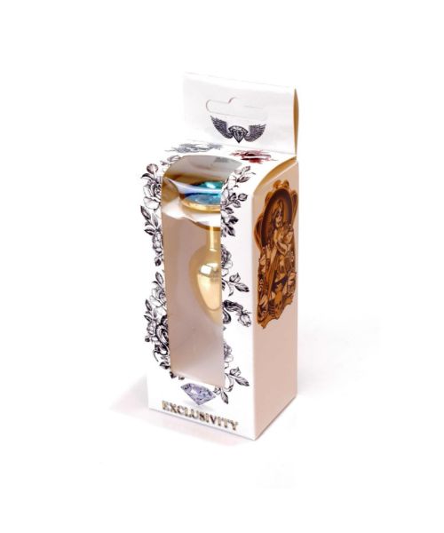Анальна пробка - Jewellery Gold Plug Light Blue