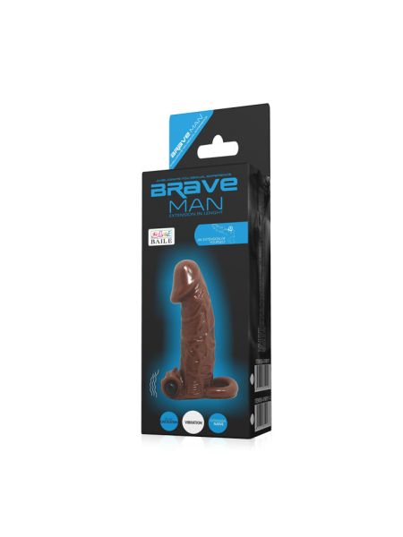 Насадка на член - Brave Man Vibrating Penis Sleeve Brown