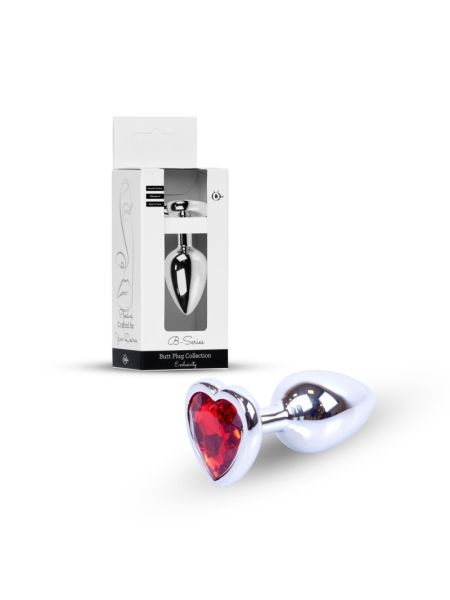 Анальна пробка - Jewellery Silver Heart Plug Red