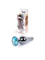 Анальна пробка - Jewellery Dark Silver Long Plug Light Blue