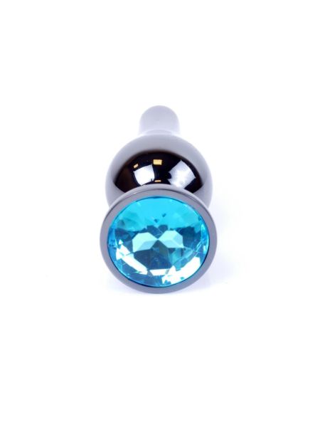 Анальна пробка - Jewellery Dark Silver Long Plug Light Blue