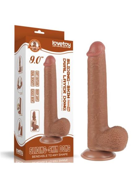 Фалоімітатор - Sliding-Skin Dual Layer Dong 9" Brown