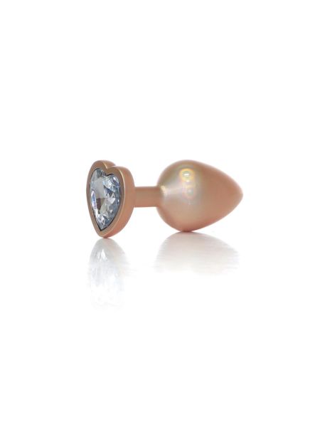Анальна пробка - Jewellery Pearl Gold Heart Plug Clear M