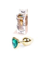 Анальна пробка - Jewellery Gold  Heart PLUG- Green