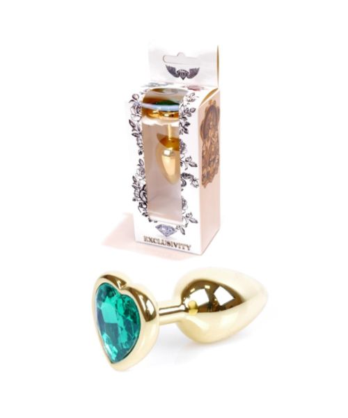 Анальна пробка - Jewellery Gold  Heart PLUG- Green