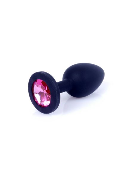 Анальна пробка - Jewellery Silicone Black Plug S Pink
