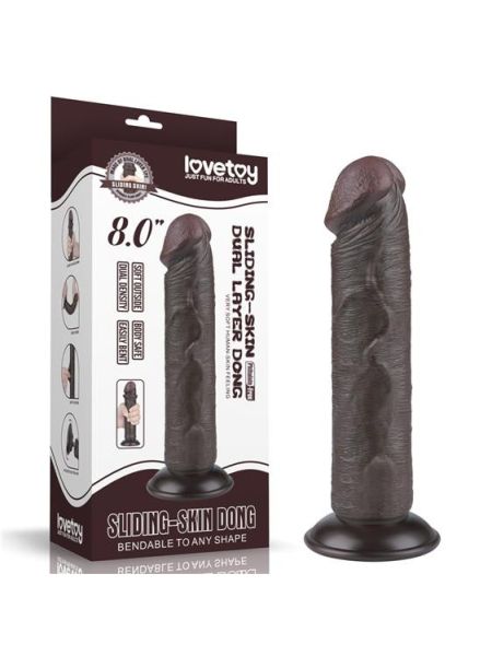 Фалоімітатор - Sliding-Skin Dual Layer Dong 8" Black #2