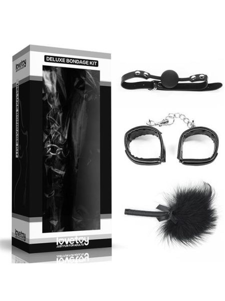 Набір БДСМ - Deluxe Bondage Kit (кляп, наручники, пір'їнка)