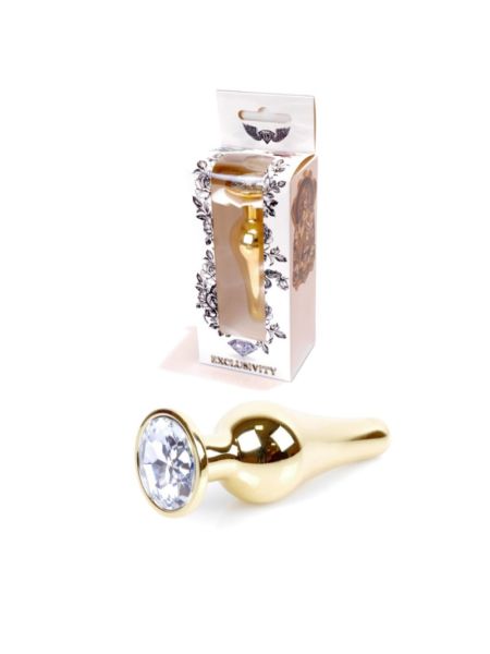 Анальна пробка - Jewellery Gold BUTT PLUG- Clear