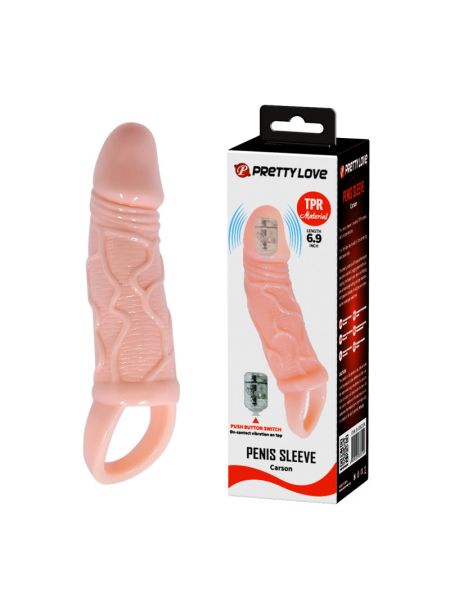 Насадка на член - Pretty Love Carson Vibrating Penis Sleeve Flesh