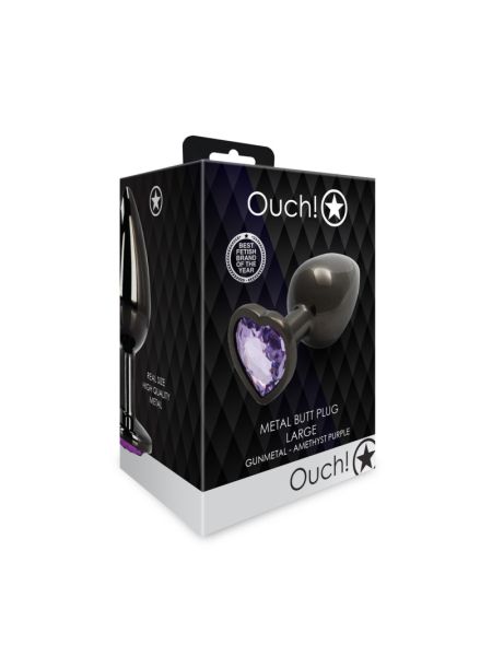 Анальна пробка - Ouch! Metal Butt Plug Large Gunmetal/Amethyst Purple