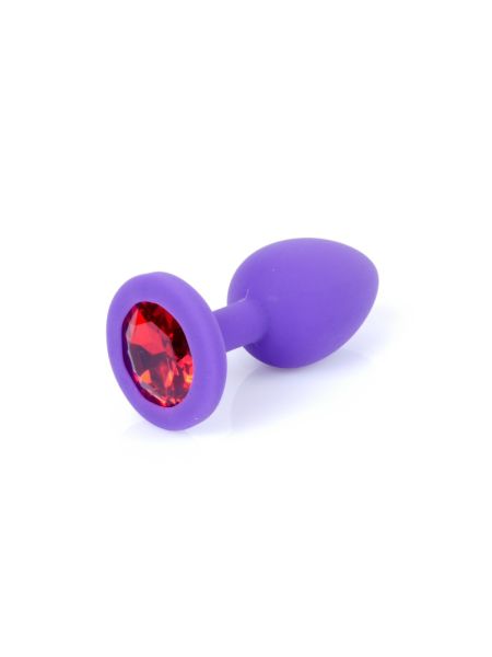 Анальна пробка - Jewellery Silicone Purple Plug S Red
