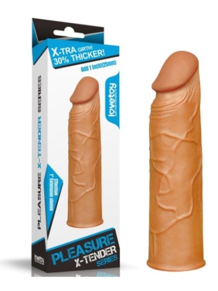 Насадка на член - Pleasure X-Tender Penis Sleeve Add 1" Brown