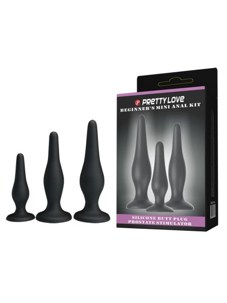 Набір анальних пробок - Pretty Love Begginer's Mini Anal Kit Black