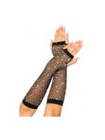 Рукавички в сітку із стразами One SIze Fishnet Arm Warmers Gloves від Leg Avenue Rhinestone, чорні