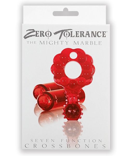 Ерекційне кільце з двома віброкулями Zero Tolerance The Mighty Marble червоне, 8 см