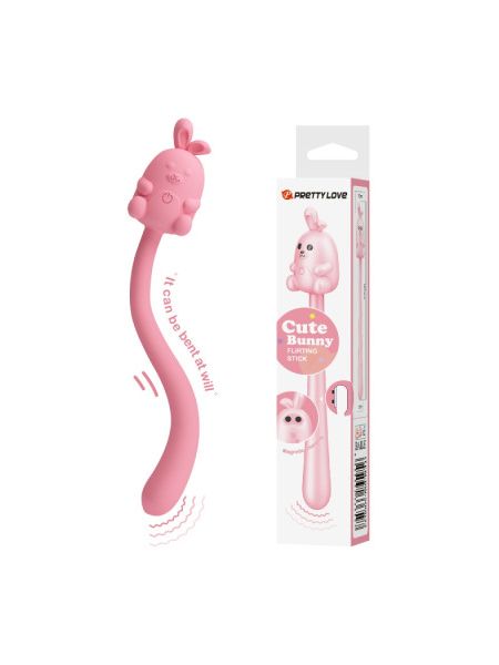 Міні-вібратор на паличці Pretty Love Cute Bunny, гнучкий, рожевий, 14,2 × 1,8 см