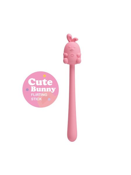 Міні-вібратор на паличці Pretty Love Cute Bunny, гнучкий, рожевий, 14,2 × 1,8 см
