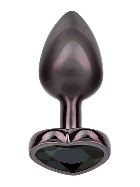Анальна пробка CalExotics Diamond Heart Plug Small, чорна, 5,7 × 3,2 см