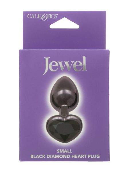 Анальна пробка CalExotics Diamond Heart Plug Small, чорна, 5,7 × 3,2 см
