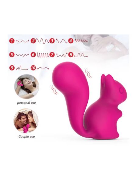 Міні-вібратор кліторальний Every Night Toys Debbie у формі білочки рожевий, 10 режимів вібрації