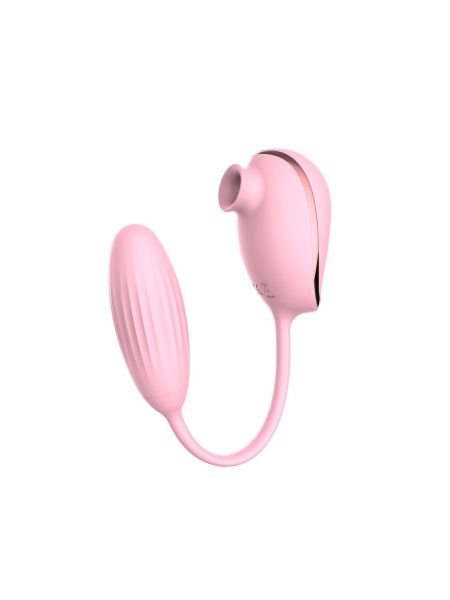 Вакуумний стимулятор клітора з віброяйцем High End Suction Love Egg PINK