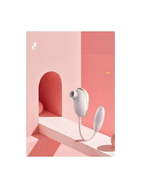 Вакуумний стимулятор клітора з віброяйцем High End Suction Love Egg PINK