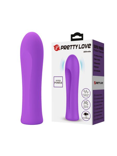 Міні-вібратор PRETTY LOVE Alfreda 12 режимів, фіолетовий, 10.2 х 2.6 см