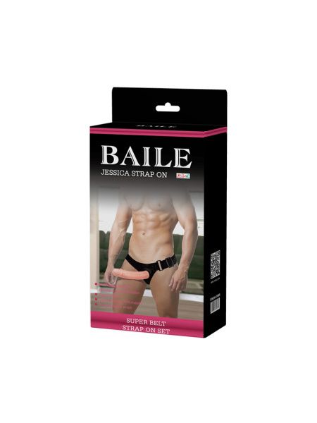 Страпон порожнистий (фалопротез) з вібрацією Baile Vibrating Strap On, беж, 19 × 4 см