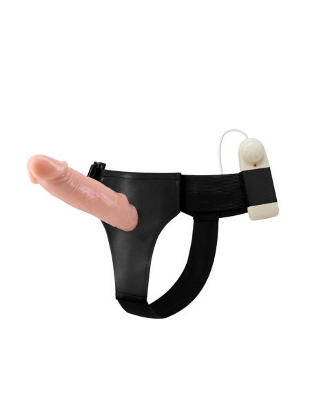 Страпон порожнистий (фалопротез) з вібрацією Baile Vibrating Strap On, беж, 19 × 4 см