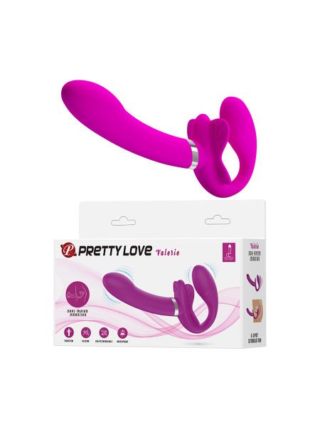 Безремневий страпон з вібрацією Pretty Love Valerie фуксія, 19.2 х 3.3 см