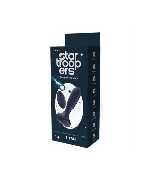 Анальний вібратор з пультом Dream Toys Startroopers Titan з обертовими кульками, синій