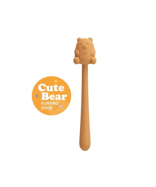 Міні-вібратор на паличці PRETTY LOVE Cute Bear гнучкий, жовтий, 13.3 х 1.2 см