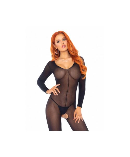 Бодістокінг з довгими рукавами чорний Leg Avenue Long Sleeves Bodystocking