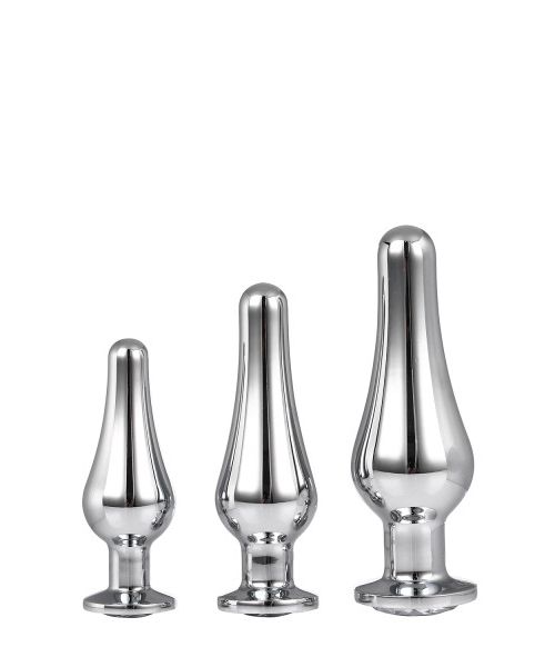DT21874 набір анальних пробок конічної форми Dream Toys GLEAMING LOVE PLEASURE SET SILVER