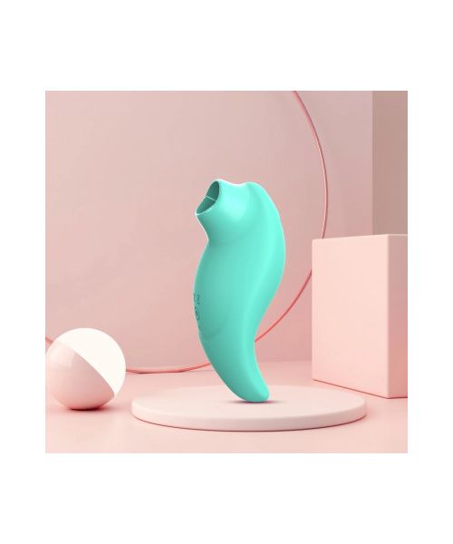 Вібратор із кліторальним стимулятором із язичком Every Night Toys Jen, зелений, 10 режимів вібрації