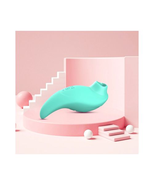 Вібратор із кліторальним стимулятором із язичком Every Night Toys Jen, зелений, 10 режимів вібрації