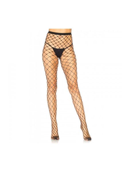 Колготки у сітку з перлами чорні Leg Avenue Faux pearl fence net tights O/S