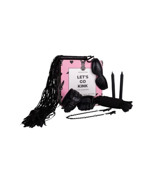 Набір БДСМ Pleasure Box Lets Go Kink: наручники, маска, флогер, затискачі, мотузка, свічки, 7 предметів
